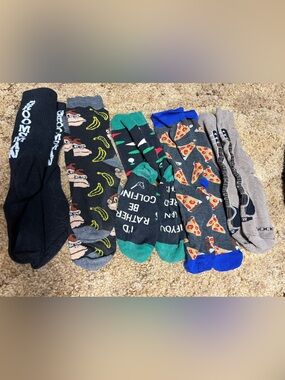 Novelty Men’s Black & Gray Patterned Crew Socks - Assorted Designs